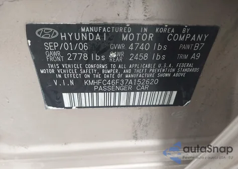 2007 Hyundai Azera Limited/Se from USA, damaged, VIN KMHFC46F37A152620